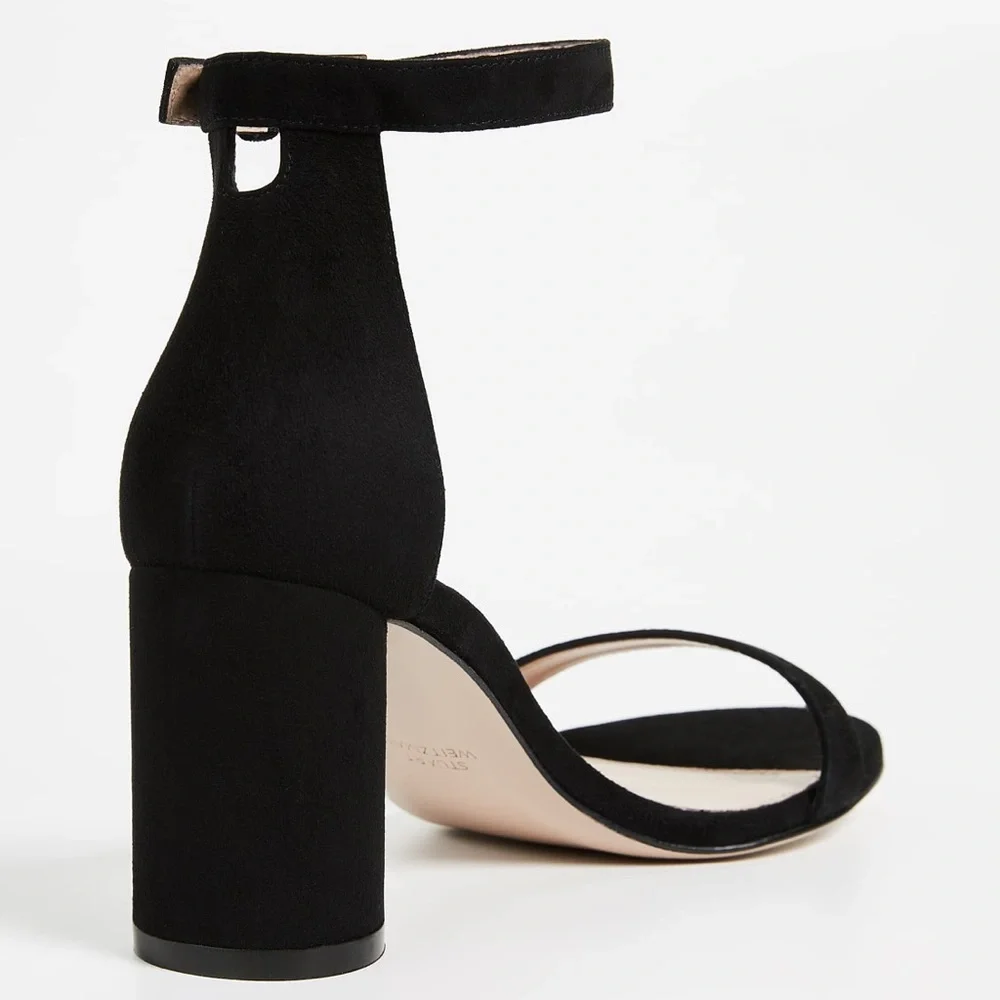 Stuart Weitzman Less Nudist 75mm Sandals Black Suede